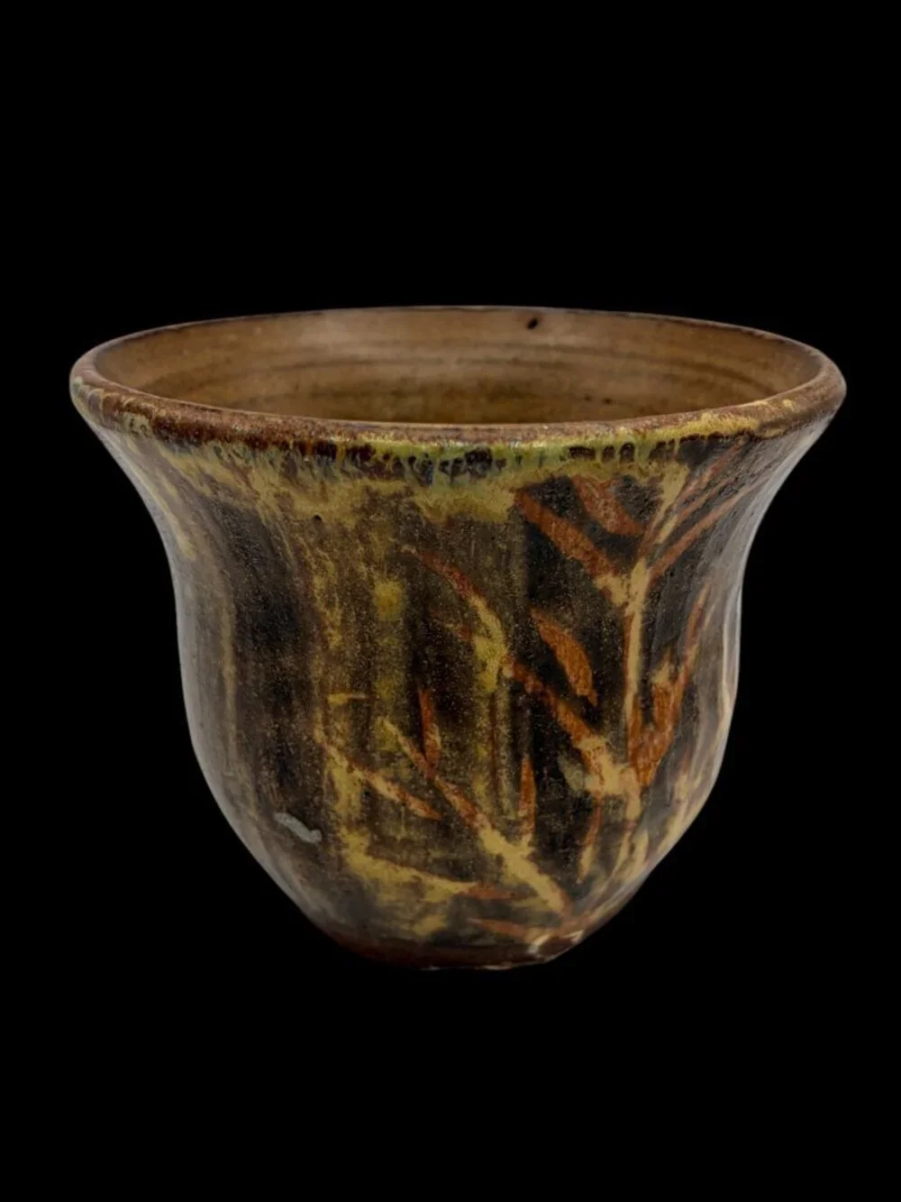 Signed Studio Pottery Vase Planter Earth Tone Drip Glaze Rustic Boho 5